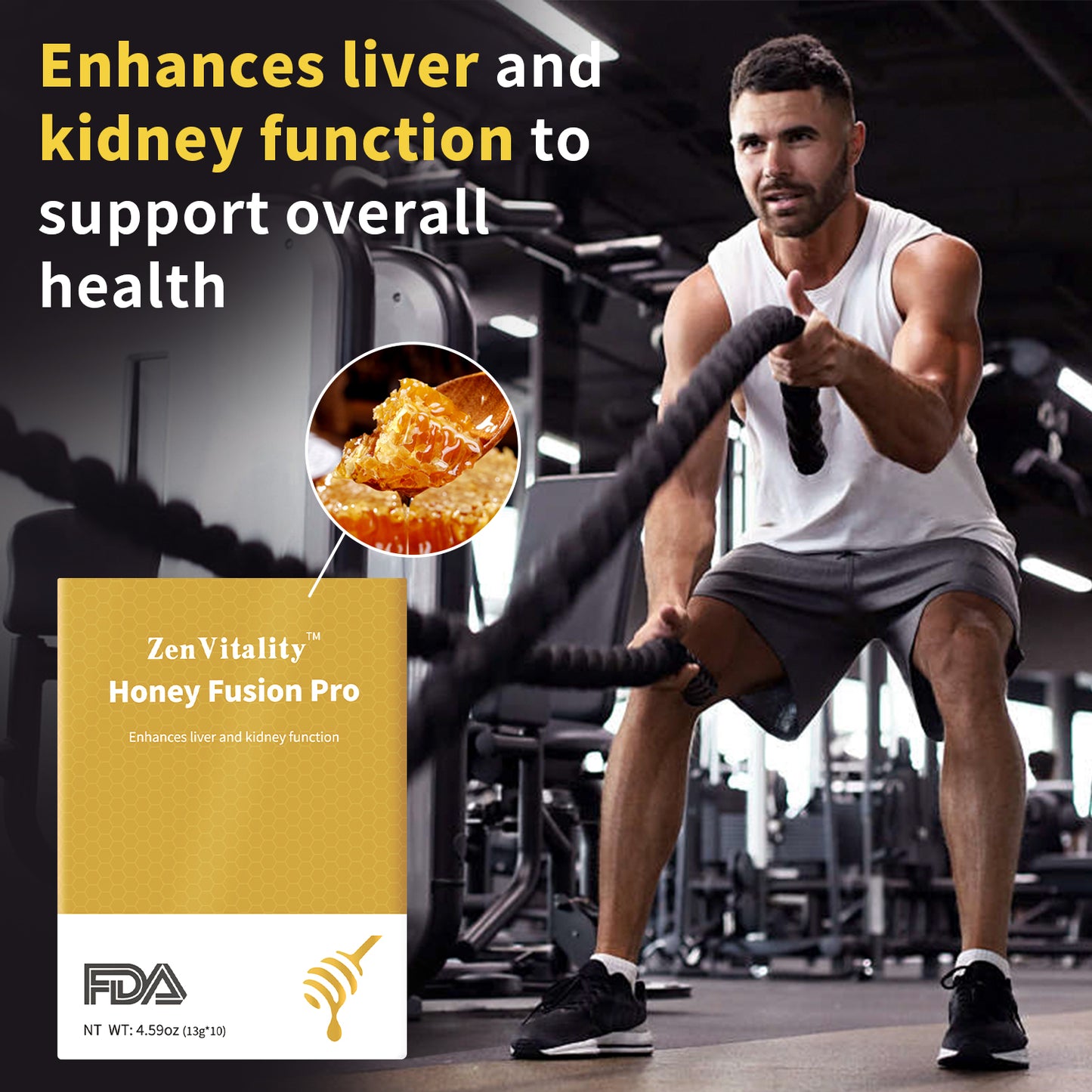 ZenVitality Honey Fusion Pro - Sweet Flavor (13g*10, 4.59 oz) - Beverage