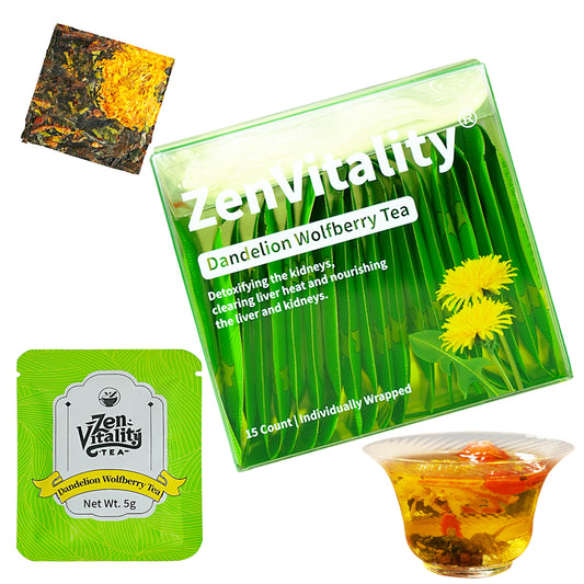 ZenVitality - Dandelion Wolfberry Tea dandelion Leaf & Root tea Organic 15 Bags Supports Kidneys & Liver Health Goji Berry Chrysanthemum Cassia Seed tea-Non-GMO Support Digestion & Boost Immune System